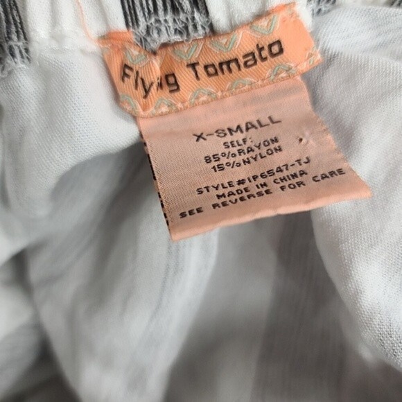 Flying Tomato Off Shoulder Striped White Gray Jumpsuit XS - Picture 7 of 8